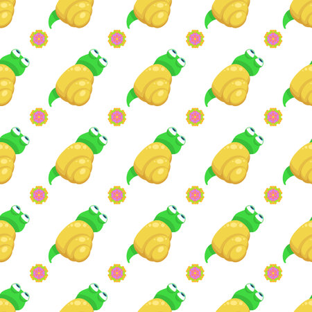 Abstract Seamless Pattern Flat Cartoon Animal Insect Snail Vector Design Style Elements Fauna Wildlifeのイラスト素材