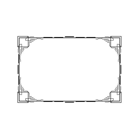 Abstract Black Simple Line Rectangular Frame Doodle Outline Element Vector Design Style Sketch Isolated Illustration For Wedding And Bannerのイラスト素材