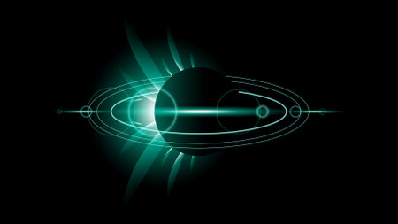 Sun Eclipse Fire Dark Background Vector Moon Design Style Space Science Glow Light