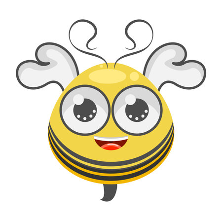 Abstract Flat Cartoon Animal Insect Beetle Bee With Hat And Book Fly Honey Yellow Animal Vector Design Style Elements Fauna Wildlifeのイラスト素材