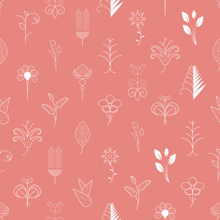 Seamless Pattern Abstract Elements Different Plant Botanic Vector Design Style Background Illustration Texture For Prints Textiles, Clothing, Gift Wrap, Wallpaper, Pastelのイラスト素材