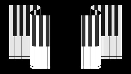 Abstract Piano Music Keyboard Instrument With Flying Keys And Notes Song Melody Audio Sound Vector Design Style Concept For Concert, Performance, Relaxのイラスト素材