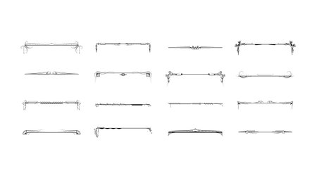 Set Black Simple Line Collection Doodle Border Elements Vector Design Style Sketch Isolated Illustration For Bannerのイラスト素材