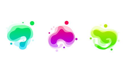 Abstract Set Liquid Color Collection Geometric Shapes Fluid Gradient Dynamic Elements Banner Vector Desgin Style Trendyのイラスト素材