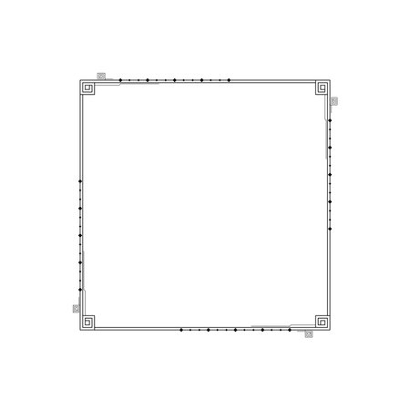 Abstract Black Simple Line Square With Leaf Leaves Frame Flowers Doodle Outline Element Vector Design Style Sketch Isolated Illustration For Wedding And Bannerのイラスト素材