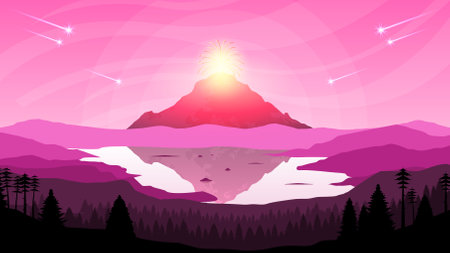 Abstract Background Sky Clouds Gradient Volcano Lava Fire Flame Eruption Nature Stars Water...