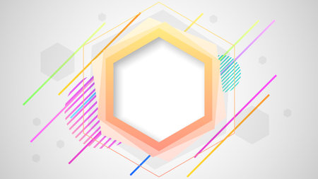 Abstract Colorful Gradient Background With Color Geometric Figures Different Shapes And White Line Vector Design Styleのイラスト素材