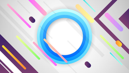 Abstract Colorful Gradient Background With Color Geometric Figures Different Shapes And White Line Vector Design Styleのイラスト素材