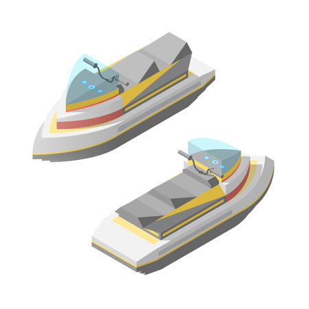 Isometric 3D Transport Jet Ski Boat Urban City Element Vector Design Satyleのイラスト素材