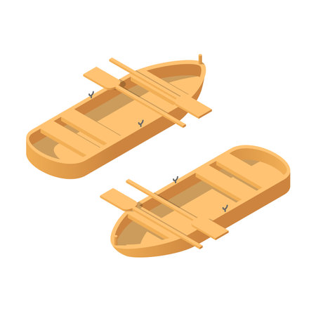 Set Abstract Isometric Collection 3D Ship Boat Water Transportation Trucking Technique Vehicle Vector Design Styleのイラスト素材