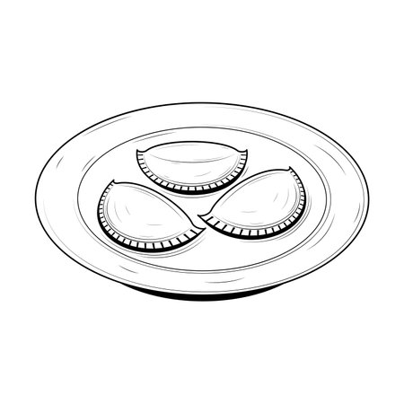 Abstract Hand Drawn Kitchen Stuff Biscuits On A Plate Meal Doodle Concept Vector Design Outline Style On White Background Isolated For Cookingのイラスト素材