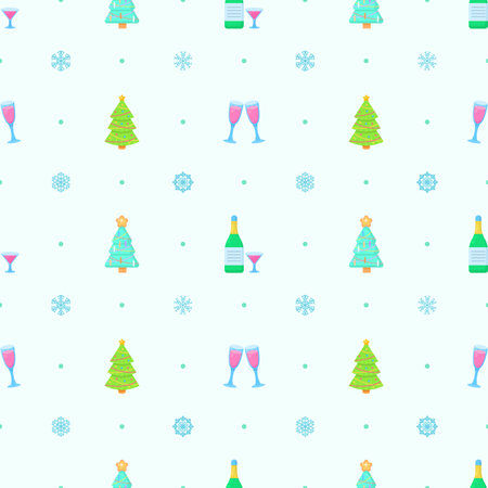 Seamless Pattern Abstract Elements Winter Happy New Year Christmas Vector Design Style Background...