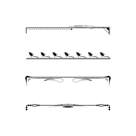 Set Black Simple Line Collection Doodle Border Elements Vector Design Style Sketch Isolated Illustration For Bannerのイラスト素材