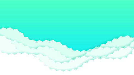 Abstract Sky Paper Cut Gradient Background With Clouds Vector Natureのイラスト素材