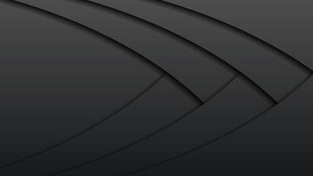 Black Abstract Paper Cut Background Vector Shadows 3D Smooth Objects Modern Designのイラスト素材