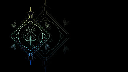 Art Abstract Dark Background WIth Gradient Plant Geometric Glow Vector Design Styleのイラスト素材