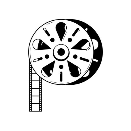 Abstract Black Simple Line Film Reel Movie Cinema Film Video Doodle Outline Element Vector Design Style Sketch Isolated Illustrationのイラスト素材