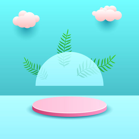 Abstract Rendering Podium Stage Pedestal Platform Color 3D Scene To Show Advertising Product Display Vector Design Styleのイラスト素材