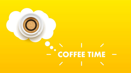 Abstract Yellow Background WIth A Cup Of Coffee Shadow Vector Design Styleのイラスト素材