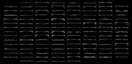 Set Black Simple Line Collection Doodle Border Elements Vector Design Style Sketch Isolated Illustration For Bannerのイラスト素材