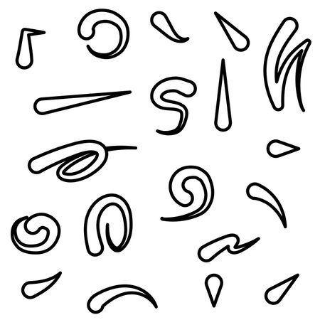 Abstract Set Black Collection Hand Drawn Different Arrows Elements Vector Design Sketch Style Doodle Line Brush Iconsのイラスト素材