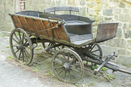 Old wooden horse wagonの写真素材