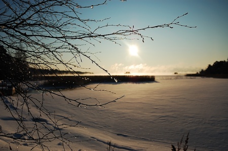 Sunny winter landscapeの写真素材