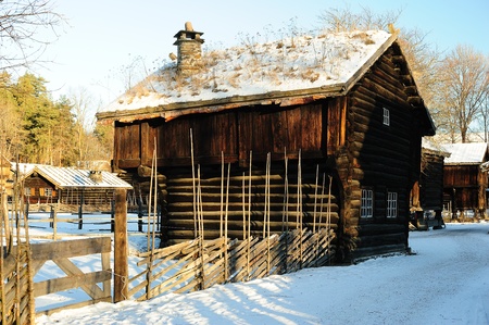 Old traditional Norwegian huts in Osloの写真素材