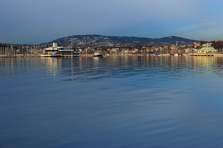 Norwegian seascape in dim blue colorsの写真素材