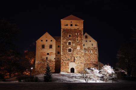 TURKU, FINLAND -  JANUARY 1: Old medieval castle of Turku on January 1, 2010 in Turku, Finlandのeditorial素材