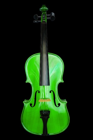 Green violin against black backgroundの写真素材