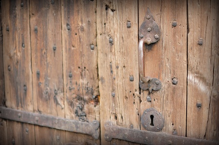 Old wooden door closeupの写真素材