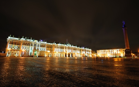 Winter Palace and Alexander Column on Palace square in Saint Petersburgのeditorial素材