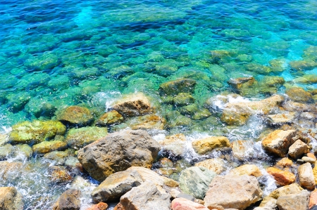 Ligurian cerulean water background (Monterosso, Cinque Terre, Italy)の写真素材