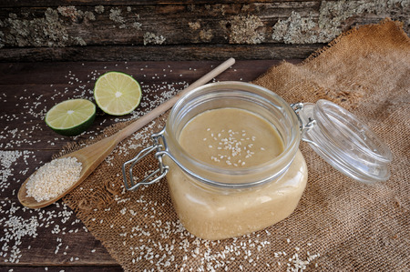 Fresh homemade Tahini (sesame paste)