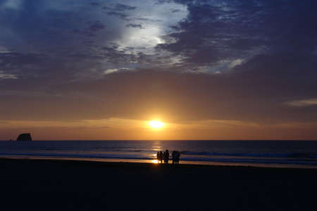 sunset on pacific ocean. ecuadorの写真素材