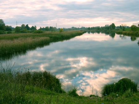 summer evening outside the cityの写真素材