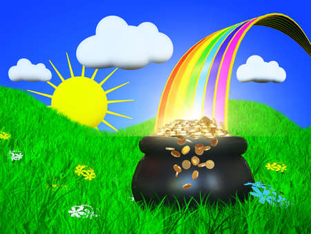 Place where rainbow is endingの写真素材