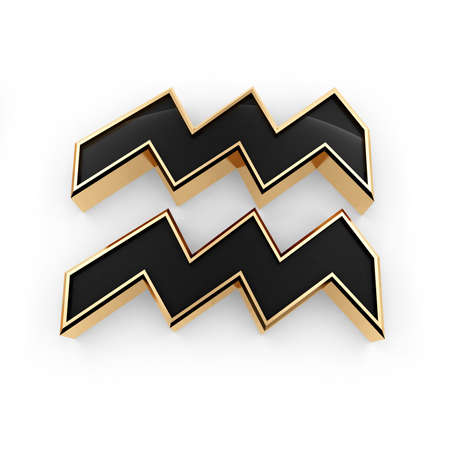 Stylish lookin' 3D Aquarius zodiac symbol icon isolated on white backgroundの写真素材