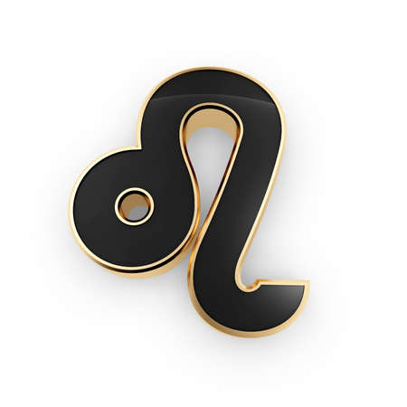 Stylish lookin' 3D Leo zodiac symbol icon isolated on white backgroundの写真素材