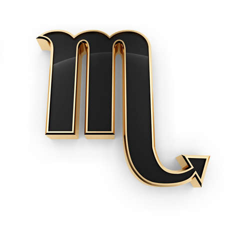 Stylish lookin' 3D Scorpio zodiac symbol icon isolated on white backgroundの写真素材