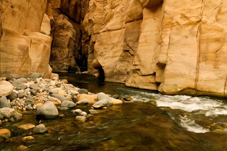 wadi almujib canyon in jordanの写真素材