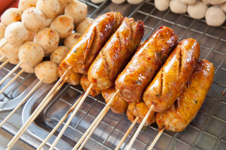 Asgaew or Northern Thai sausage grillの写真素材