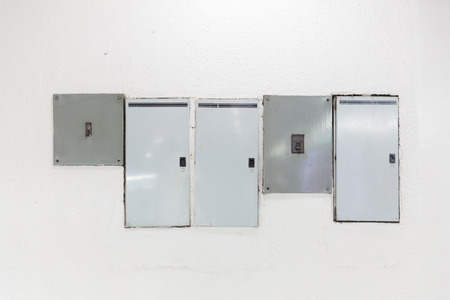 electric box on white wall