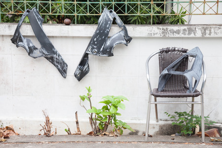 Motorcycle wait for maintenance from garageの写真素材