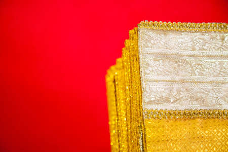 Popular Thai fabric used inside the temple.の写真素材