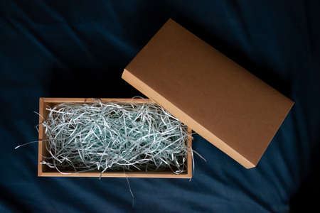 gift box and paper Shockproof on white background for packaging.の写真素材