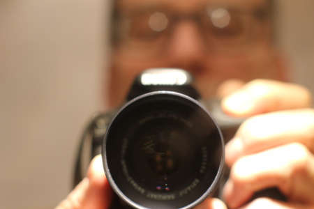 Zoom big black round lensの写真素材