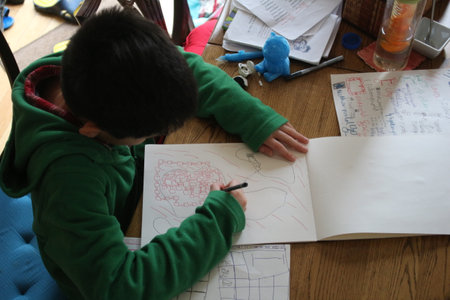 Doing home school home work study educationの写真素材