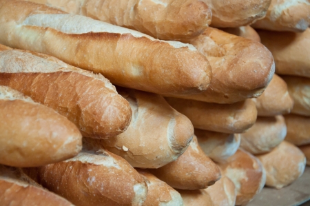 Group of Baguette in local market of Jampasak, Laosの写真素材